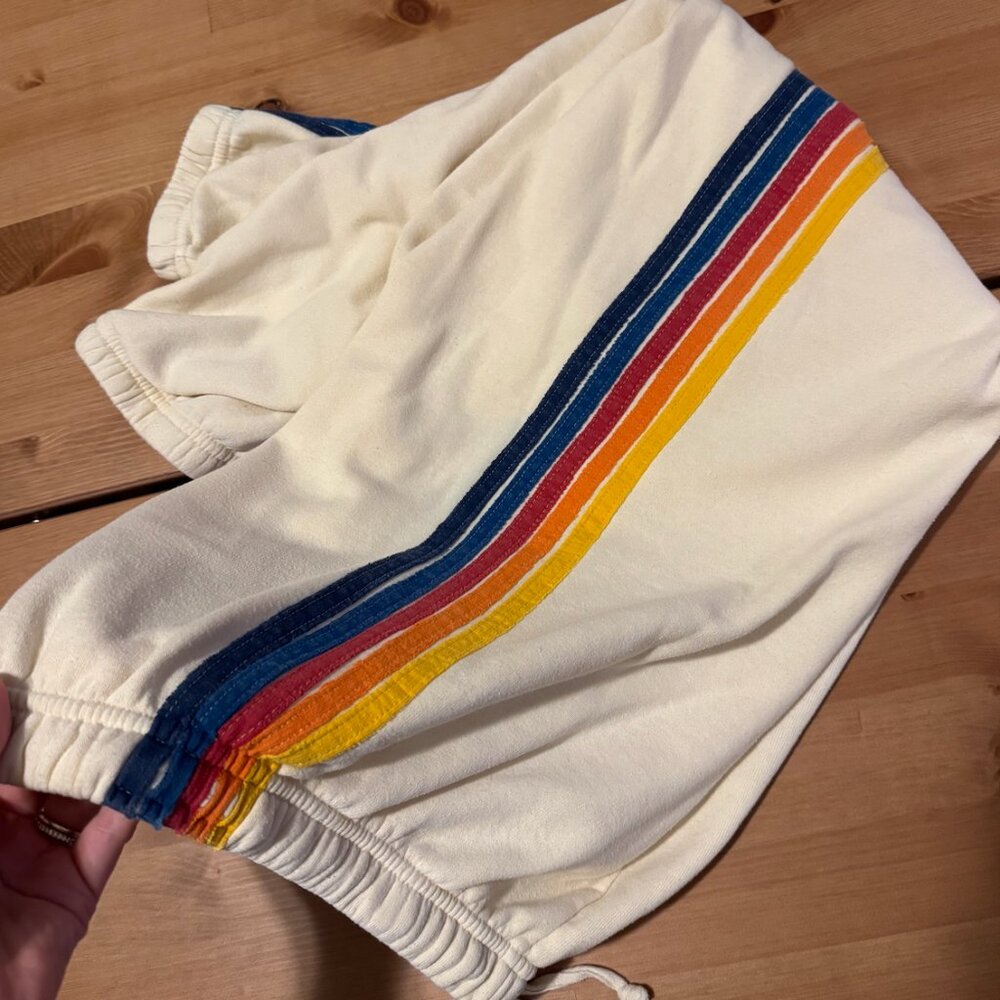 Aviator Nation Stripe Sweatpants - "Vintage White"